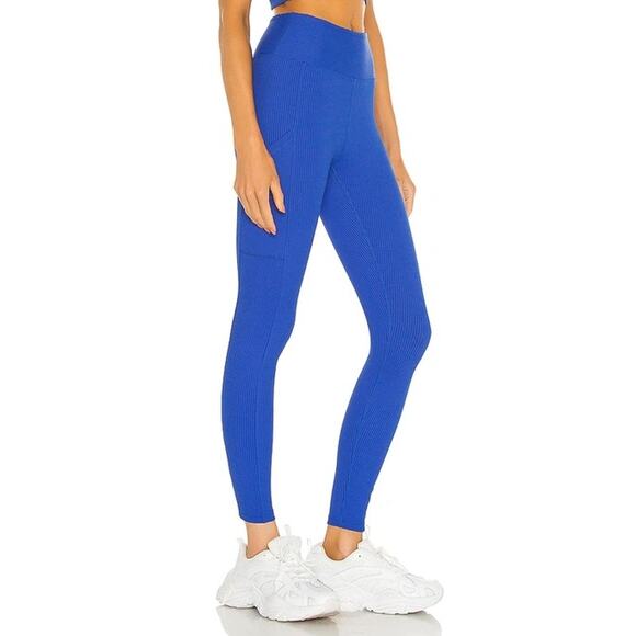 Year of Ours Pants - Year Of Ours Royal Blue Ribbed Walker Leggings High Rise Pockets size Small NEW